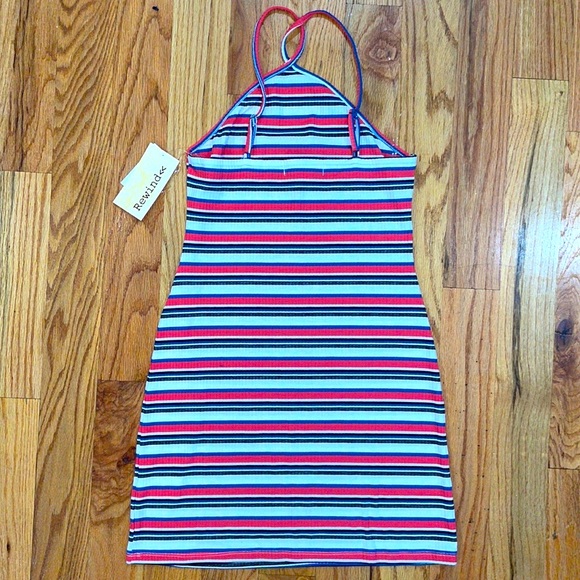 NEW Women's Stretchy Fitted Rewind  Bodycon X back open Mini Dress Red Navy XL - Picture 3 of 13